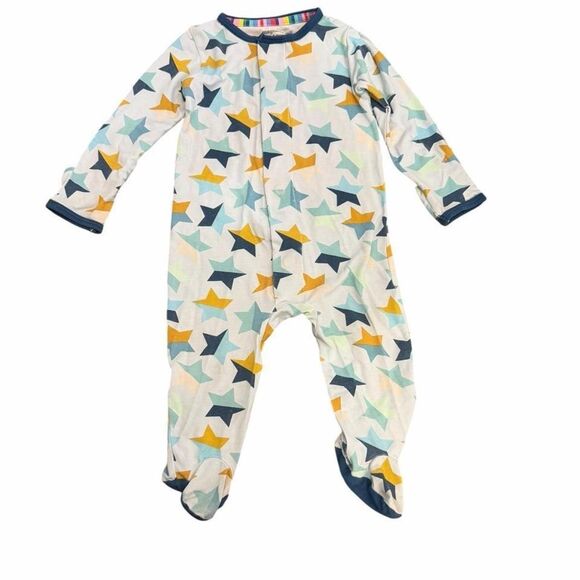 Magnetic Me Other - Magnetic Me Blue, Yellow, and Teal Star Print Baby Onesie